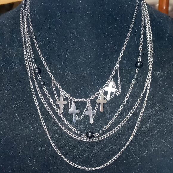 Multi chain gunmetal necklace - Picture 1 of 3